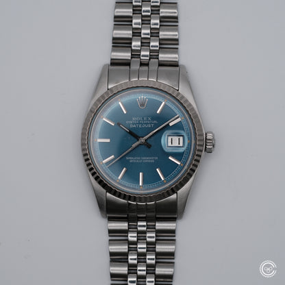 Rolex Datejust 1601 — Blue Sunburst Dial — Circa 1978