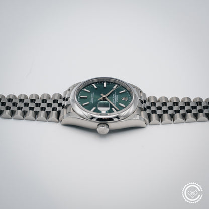 Rolex Datejust 36 Mint Green 126200-0023 Full Collectors Set With Tags