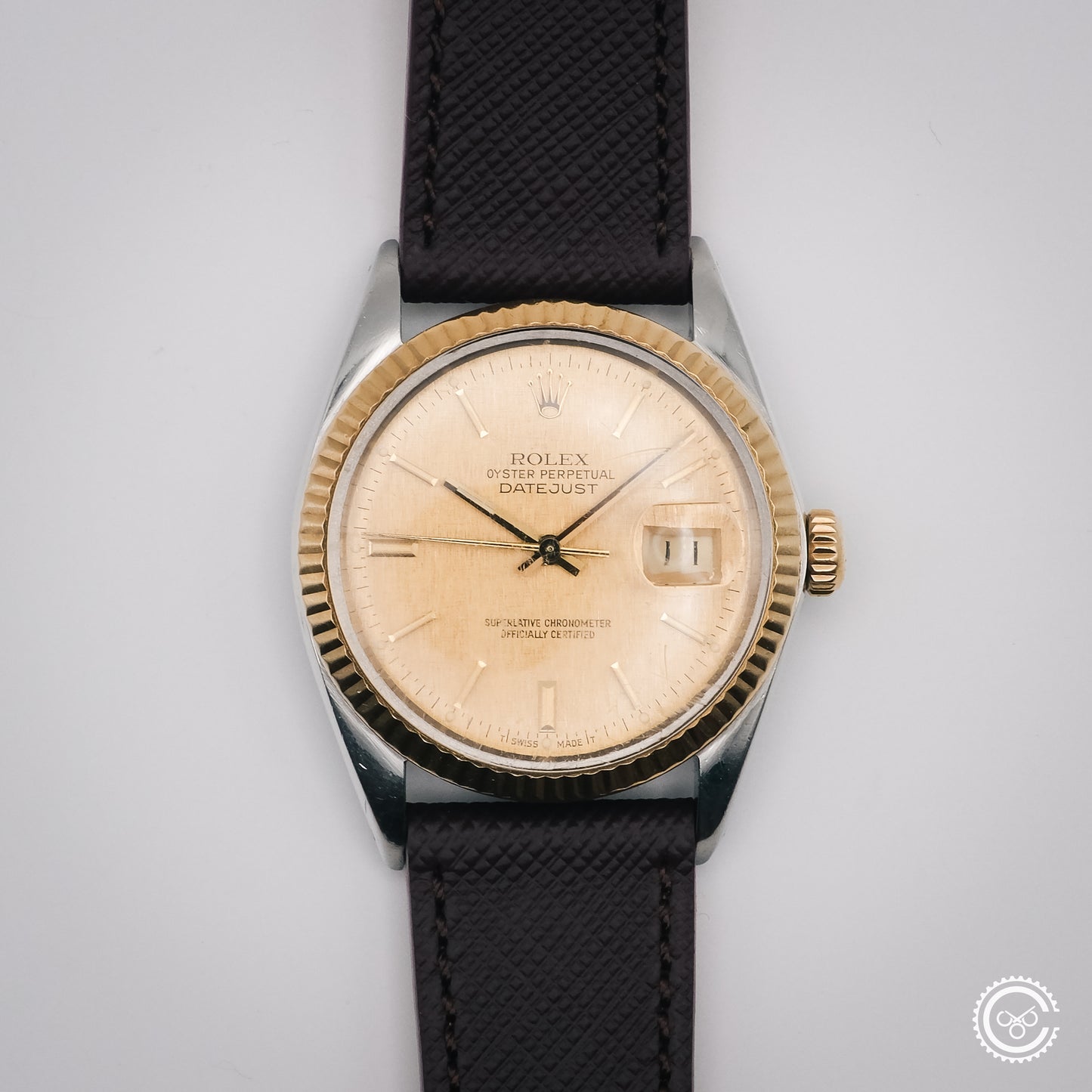 Rolex Datejust 16013 – Champagne Linen Dial – Molequin Strap