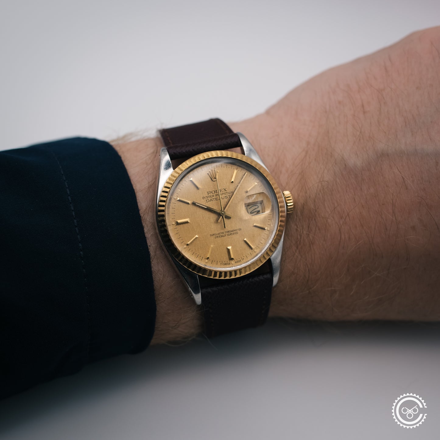 Rolex Datejust 16013 – Champagne Linen Dial – Molequin Strap
