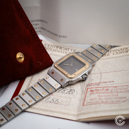 Cartier — Santos Carrée “Ghost Dial” — Ref. 2961 — 1986 — Watch & Papers (Harrods)